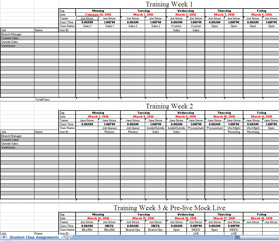 ERP Implementation Training Schedule Template For 3 Weeks Program 