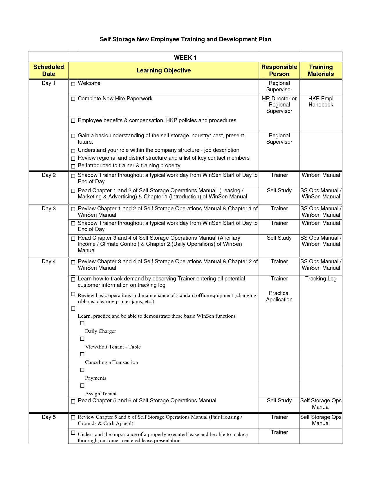 New Employee Training And Development Plan Template Sample Free 