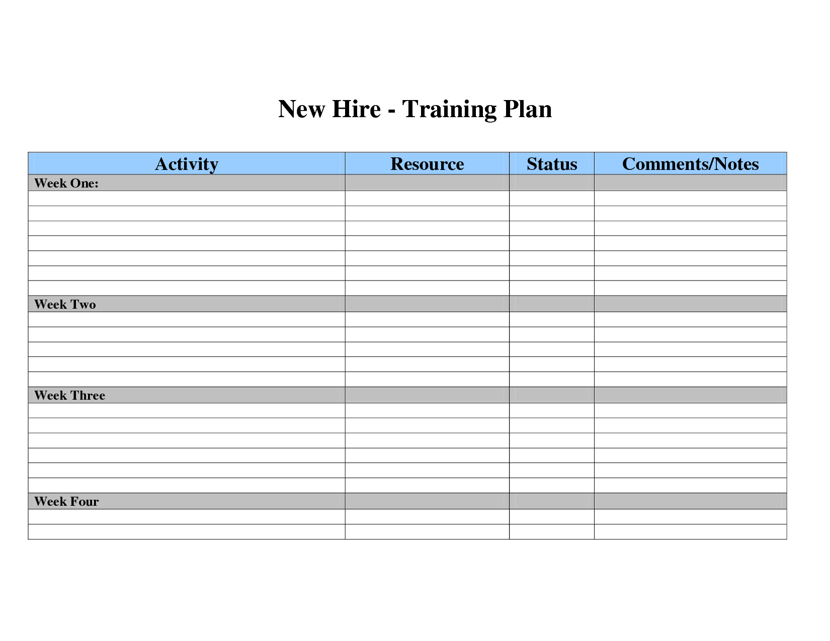 New Hire Training Plan Template