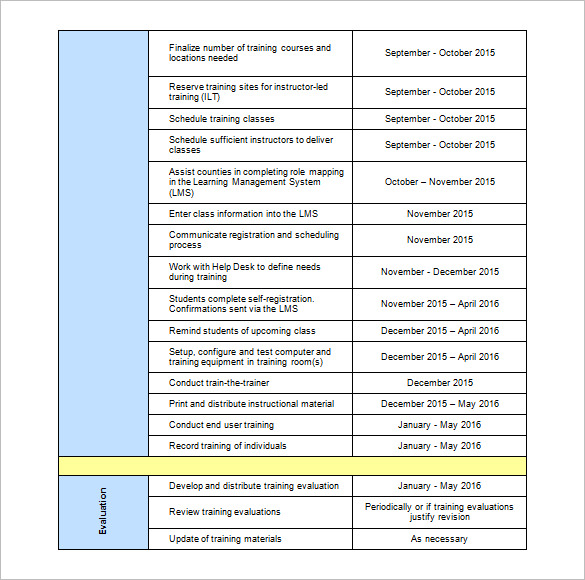 Training Schedule Templates 19+ Free Word, Excel, PDF Format 