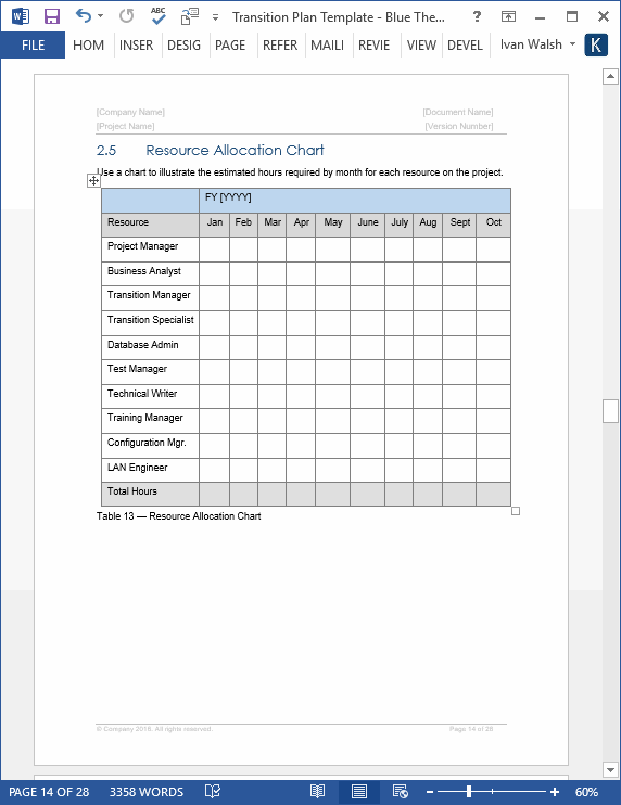 Transition Plan – MS Word Template – Instant Download