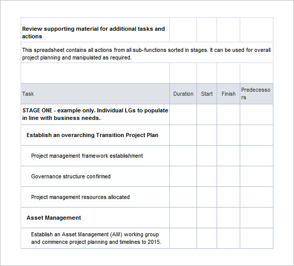 Transition Plan Template Project Management – printable schedule template