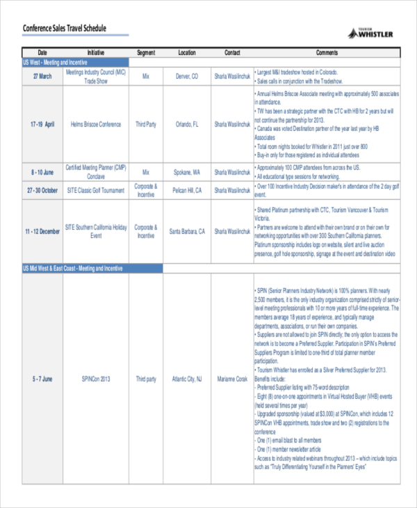 Travel Schedule Templates Word