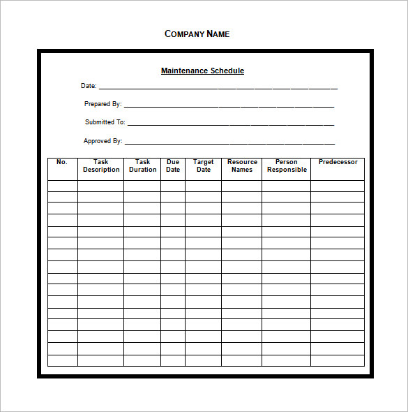 Vehicle Maintenance Schedule Templates 9+ Free Word, Excel, PDF 