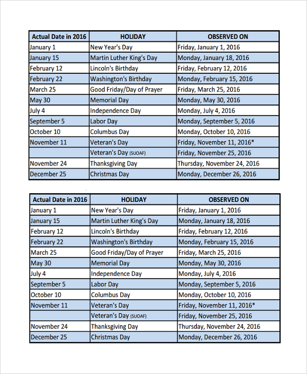 Sample Vacation Schedule Template 8+ Free Documents Download in 