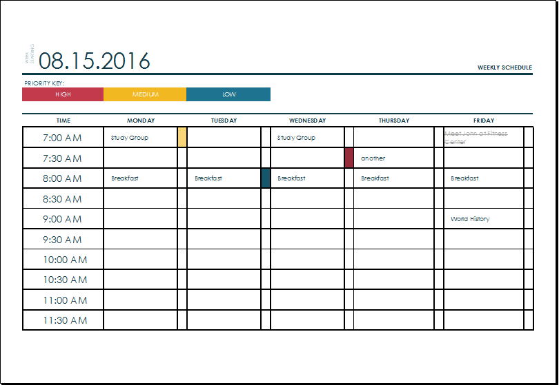 Excel Schedule Template DC Design