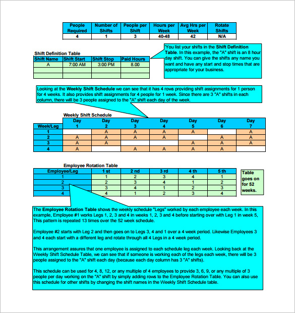 Rotating/Rotation Shift Schedule Template 17+ Free Word, Excel 