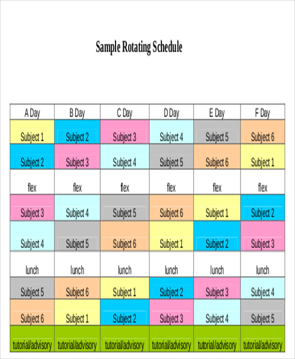 Rotating Schedule Templates 10 Free Samples, Examples Format 