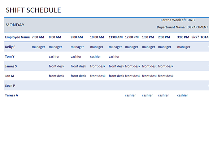 Free Weekly Employee Shift Template For Excel