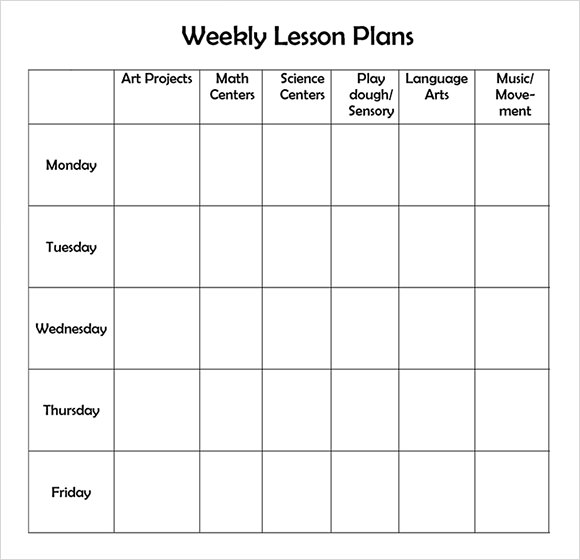 Weekly Lesson Plan Template. Preschool Lesson Plan Template For 