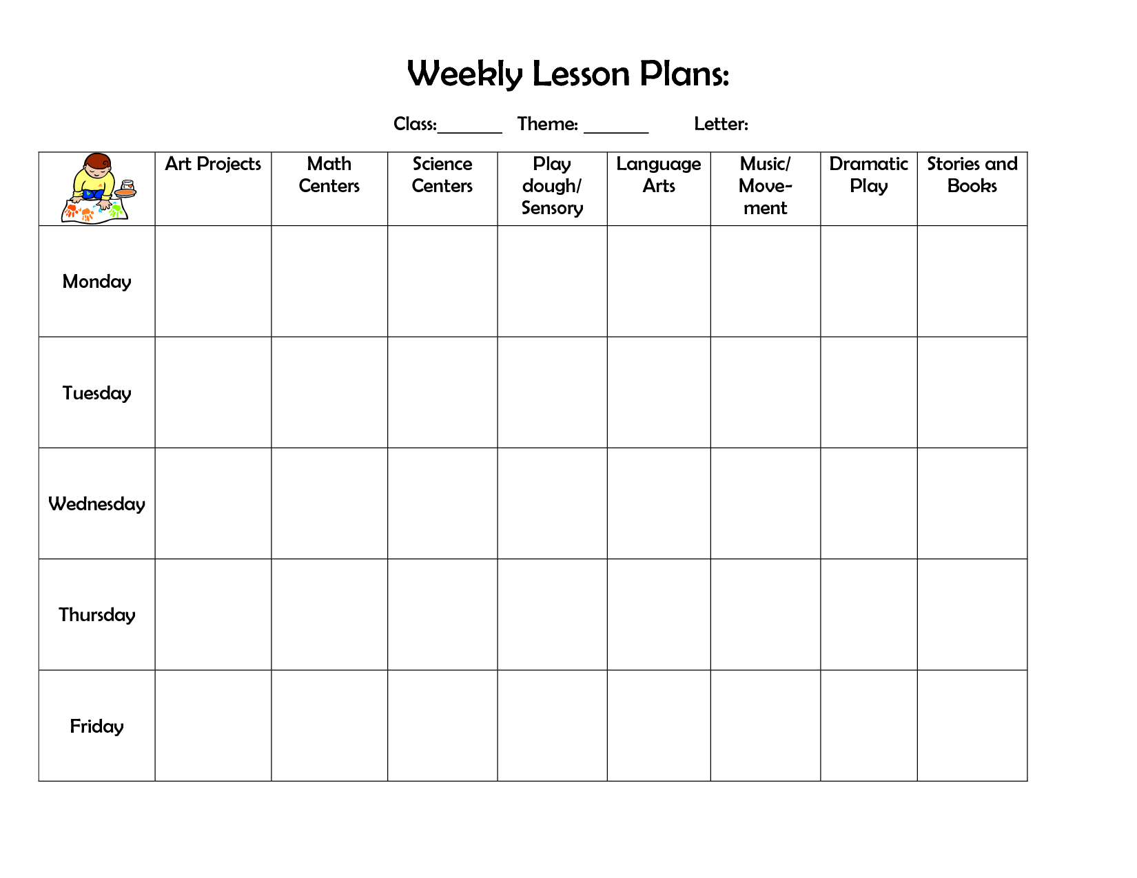 free weekly lesson plan templates - Beyti Regarding Blank Preschool Lesson Plan Template