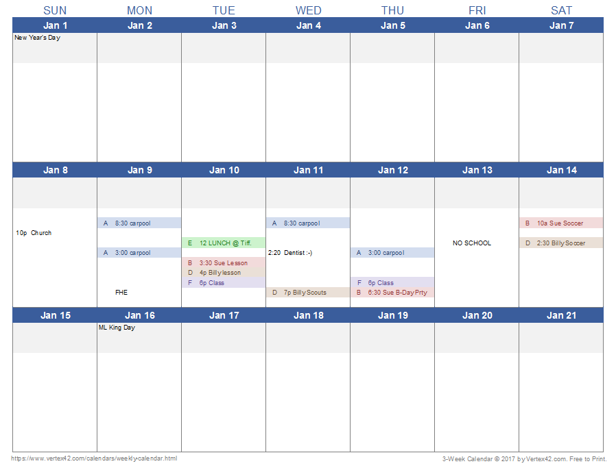 Weekly Schedule Template for Excel