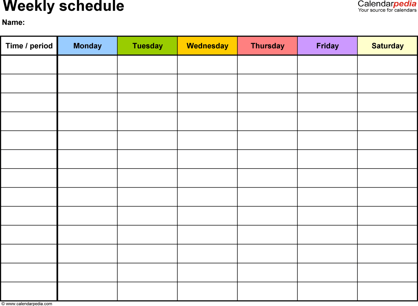 Weekly Schedule Templates for Excel
