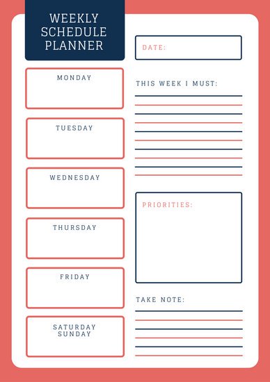Customize 21+ Weekly Schedule Planner templates online Canva
