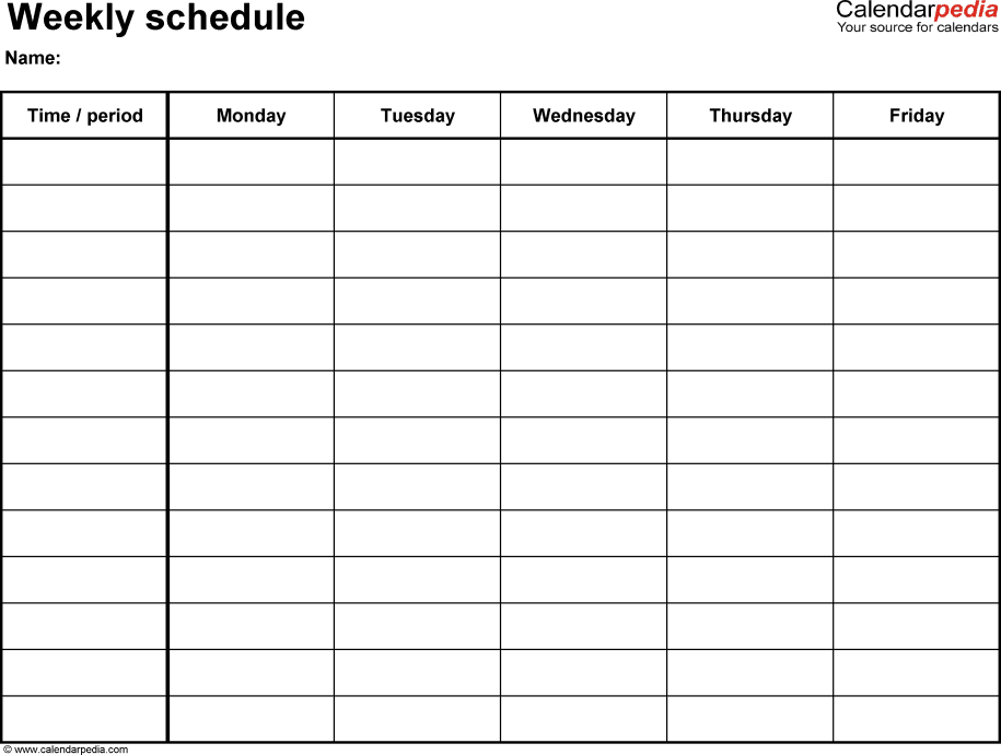 Weekly Schedule Template. Clinical Weekly Activitu Schedule 