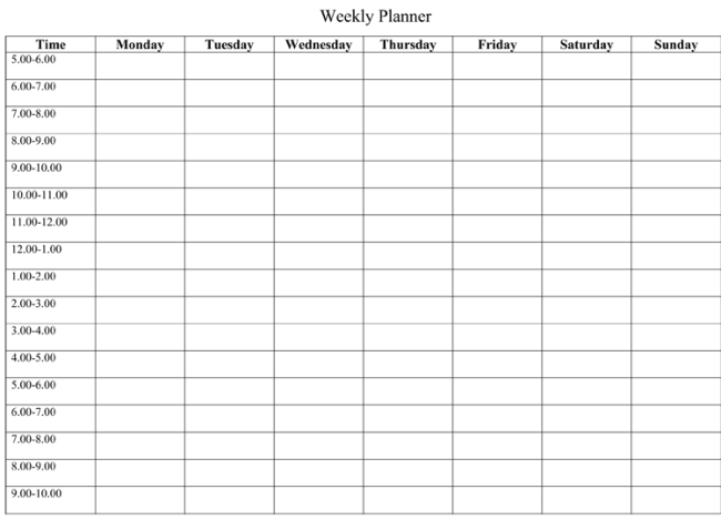 blank weekly schedule Londa.britishcollege.co