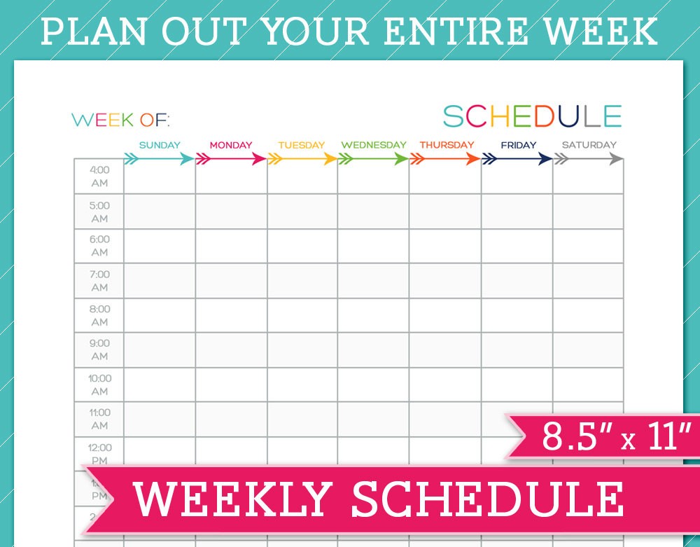 weekly schedule template printable printable schedule