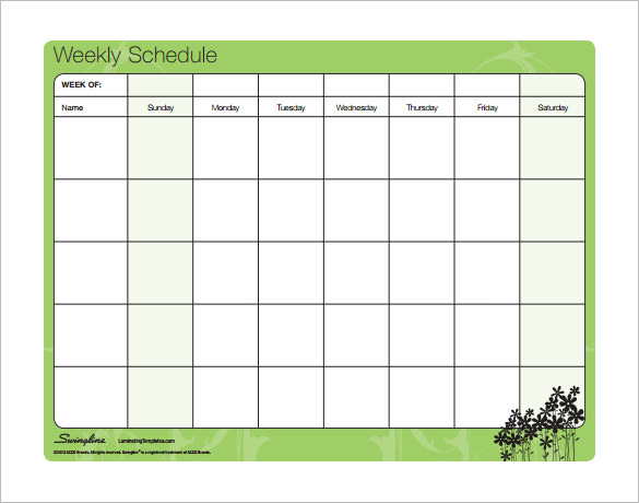 Weekly Schedule Template Word – printable schedule template