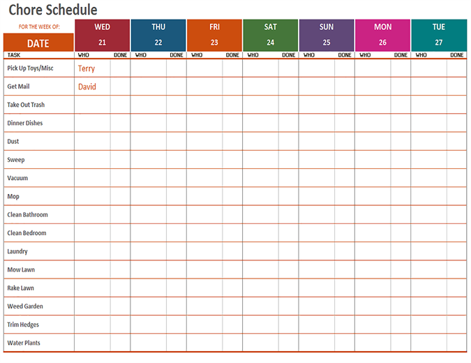 Printable Schedule Templates in Word and Open Office Format