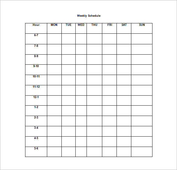 Free Weekly Schedule Templates for Word 18 templates