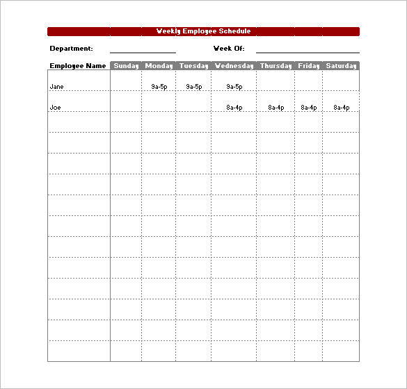 Work Schedule. Biweekly Work Schedule Template Free Weekly 