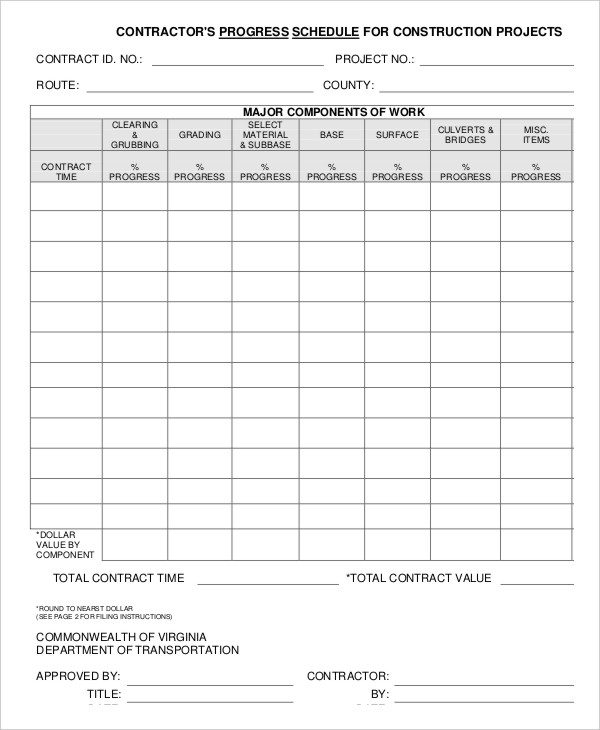 Construction Work Schedule Templates 8+ Free Word, PDF Documents 