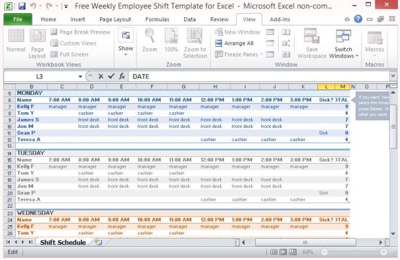 Work Schedule Template for Excel