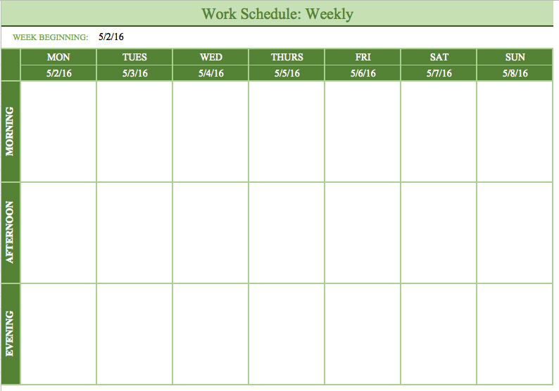 Free Work Schedule Templates for Word and Excel