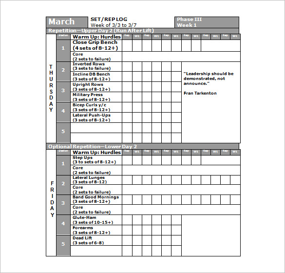 Workout Schedule & Tracker Template for EXCEL | Excel Templates