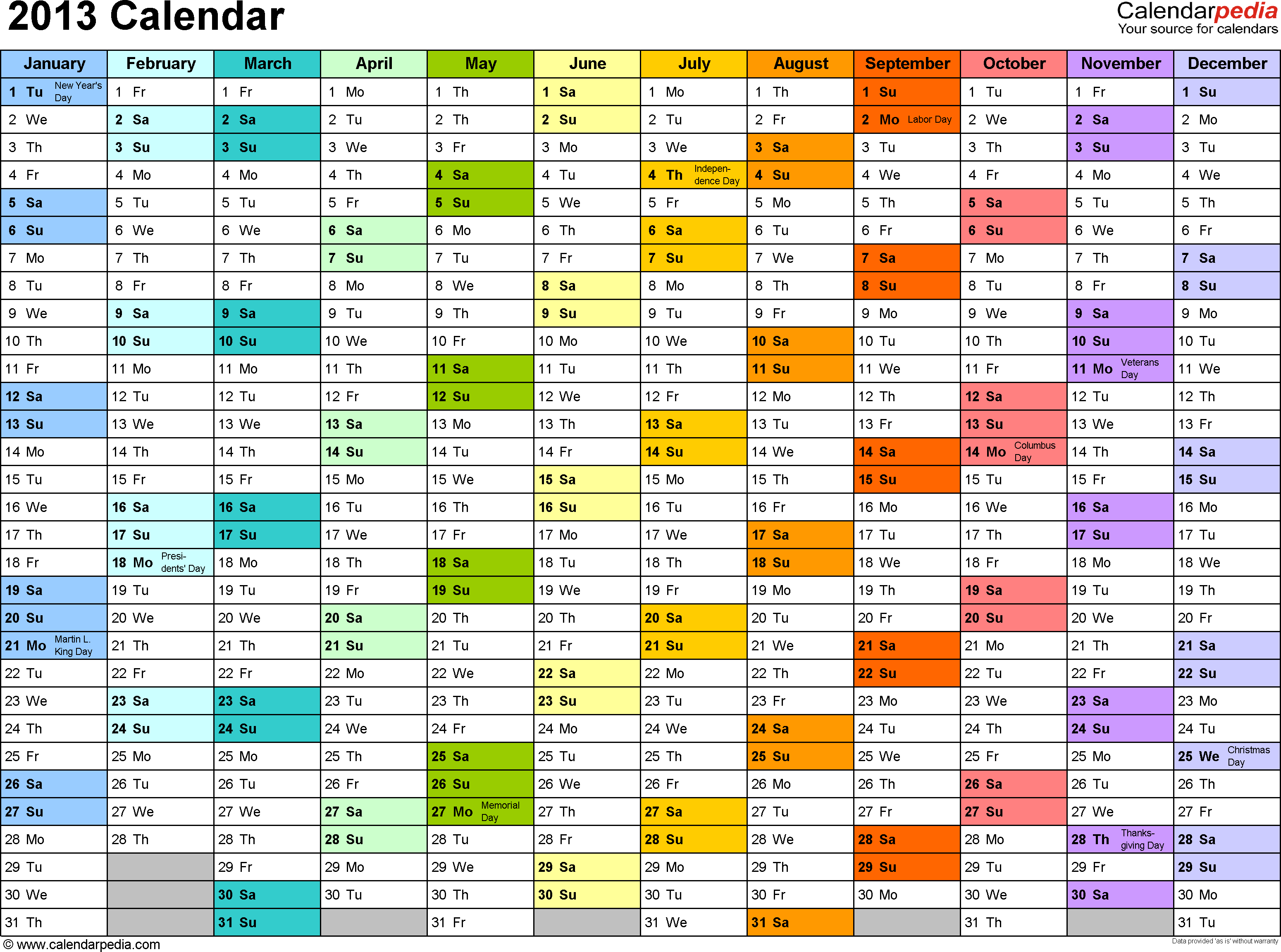 Yearly Calendar Template for 2018 and Beyond